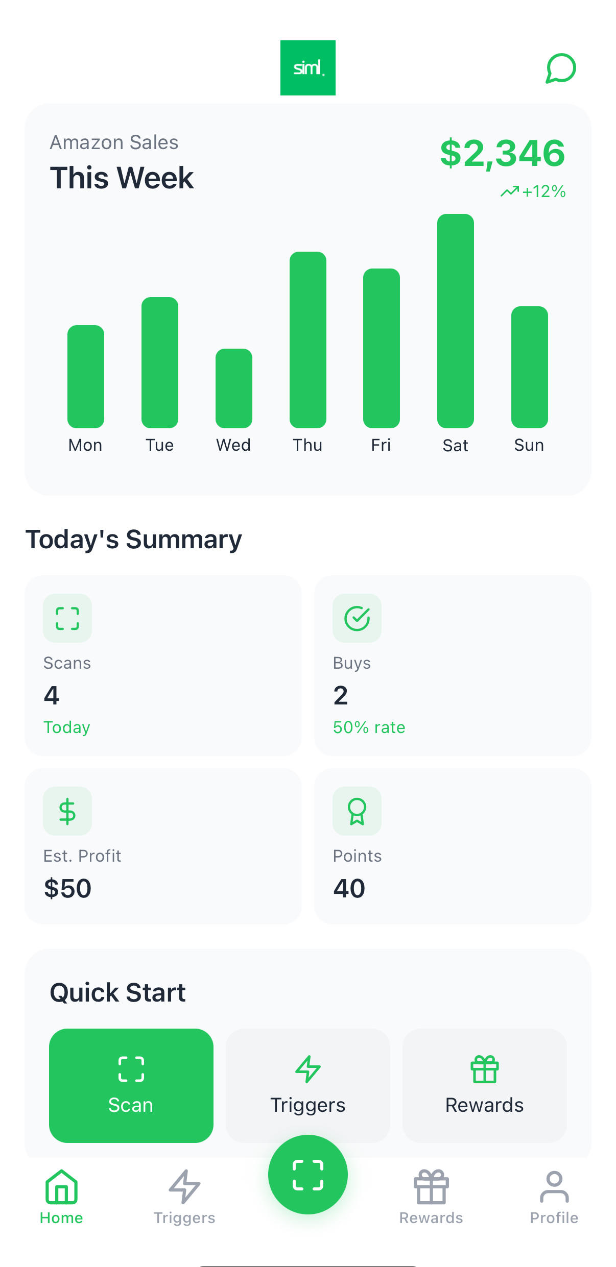 Siml Mobile App Dashboard